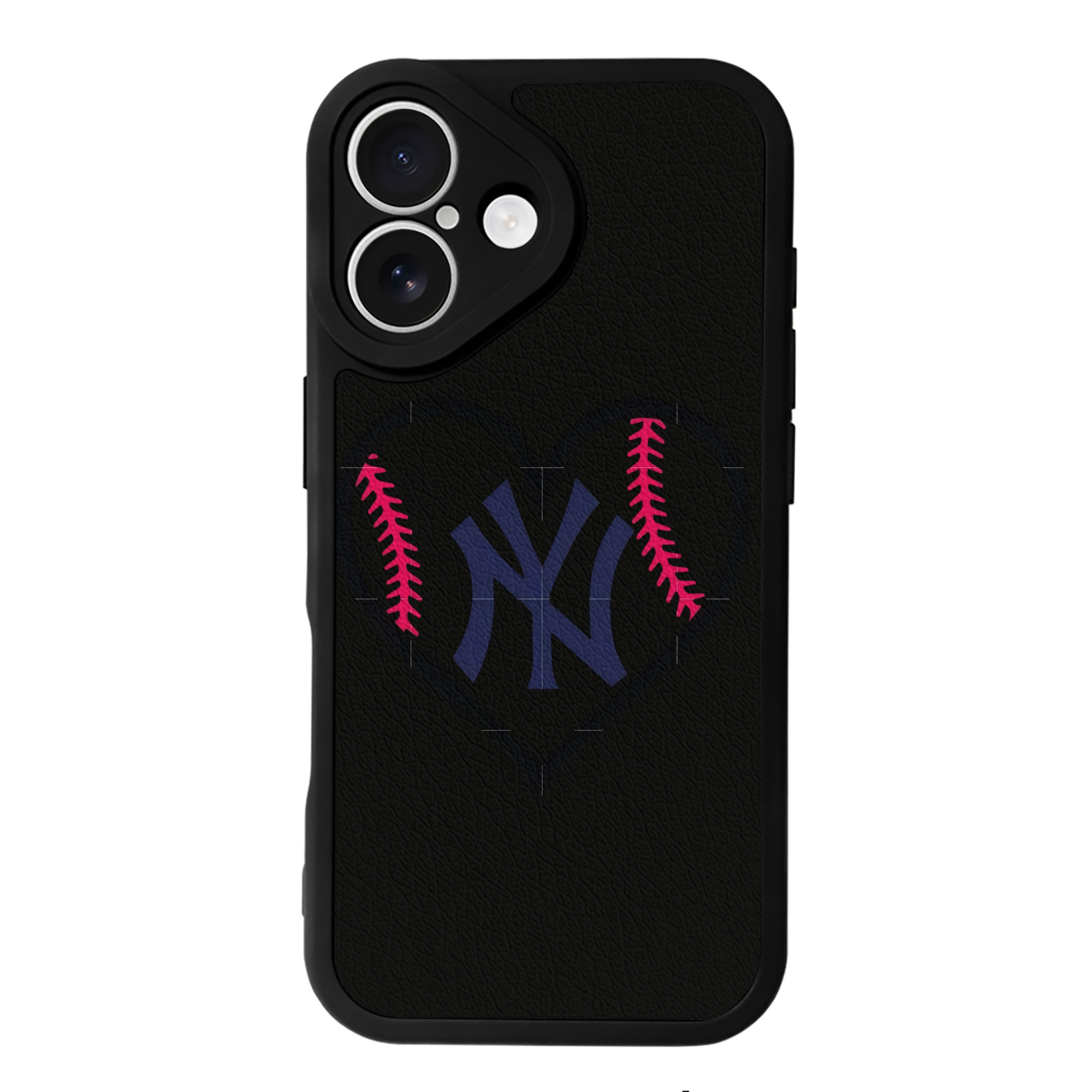 New York Yankees Heart IPhone 16 Silicone Leather Case – UV Print, Lambskin Texture – Perfect Fit, Wireless Charging Compatible, Scratch Resistant, Precise Cutouts – Stylish Protection For IPhone 16